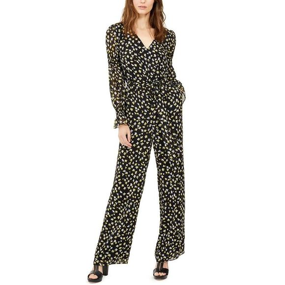 Michael Kors Pants - Michael Kors Women's Lilies Smocked Jumpsuit Yellow Size Medium
